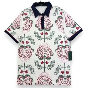 Extracurricular Polo Shirt Mens XL Rio Red Baroque Floral Print Cotton Blend NEW